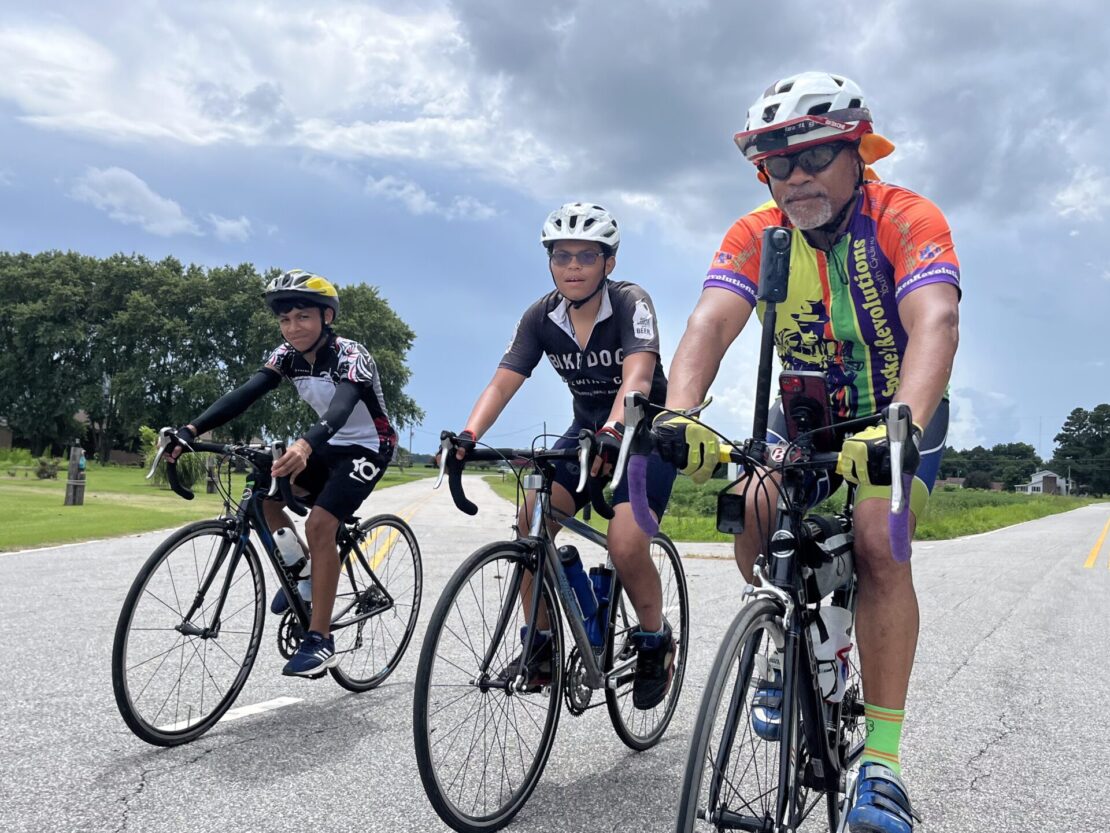 Kevin and two youth cyclists